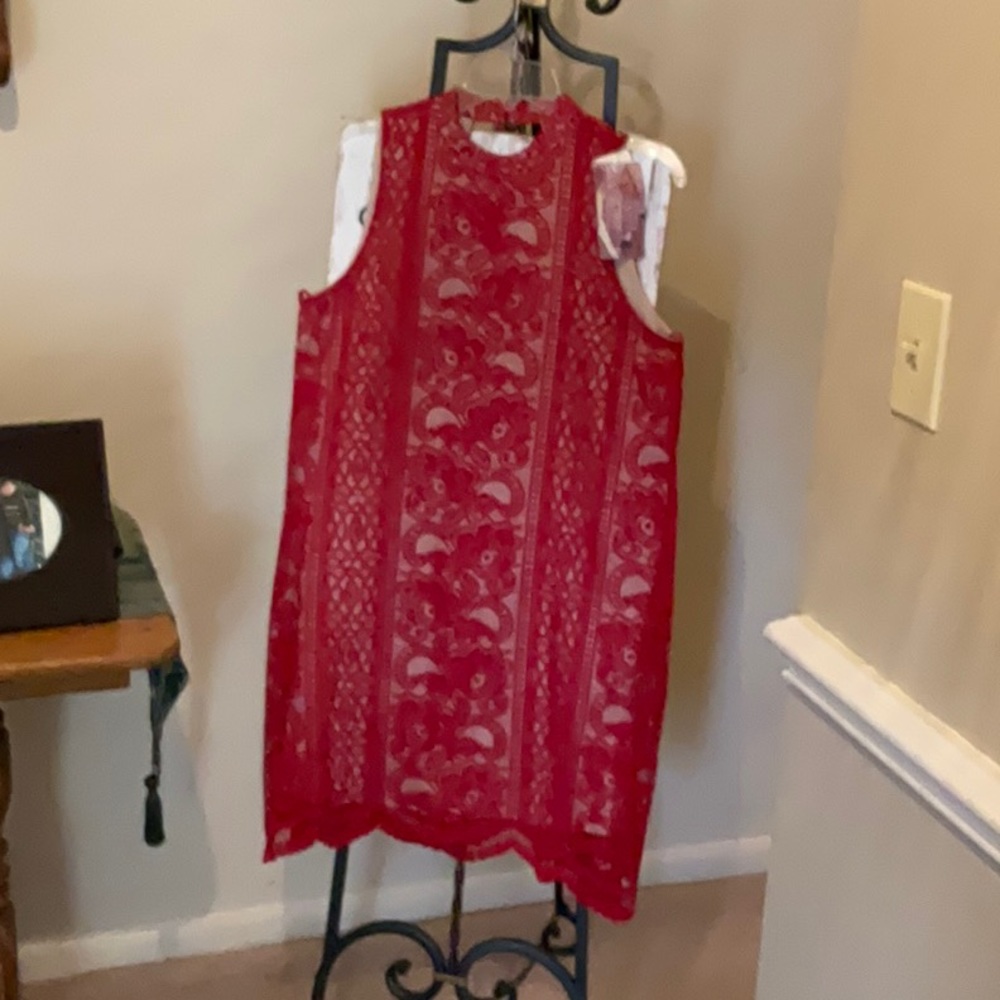 Love FIRE BRAND RED LACE DRESS SZ L